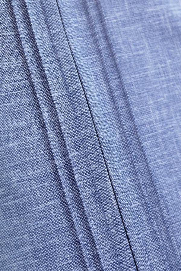 Guayamisa Manga Corta Azul Plúmbago Con Alforza Textura Lino Hombre